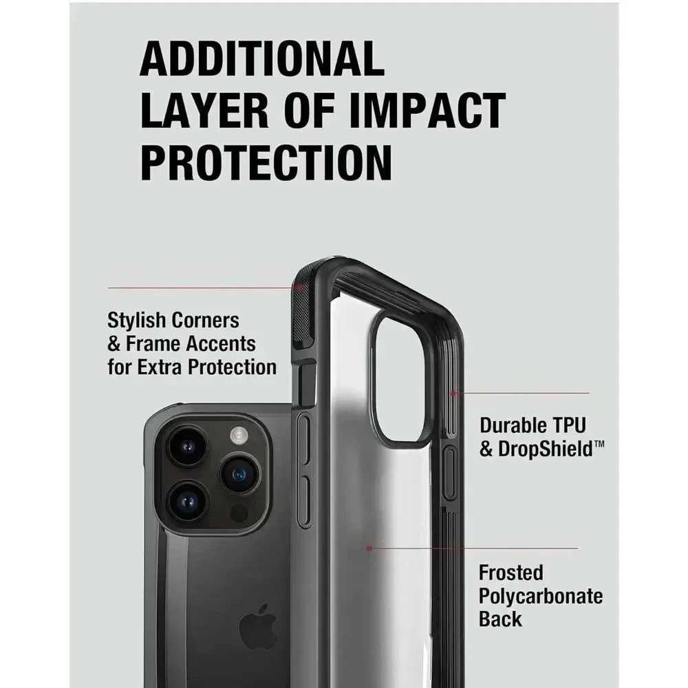 RAPTIC Secure Case for iPhone 14 Pro Max 6.7” Charcoal With Clear‎ Frosted Back